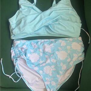 Light Blue Floral Bikini Set